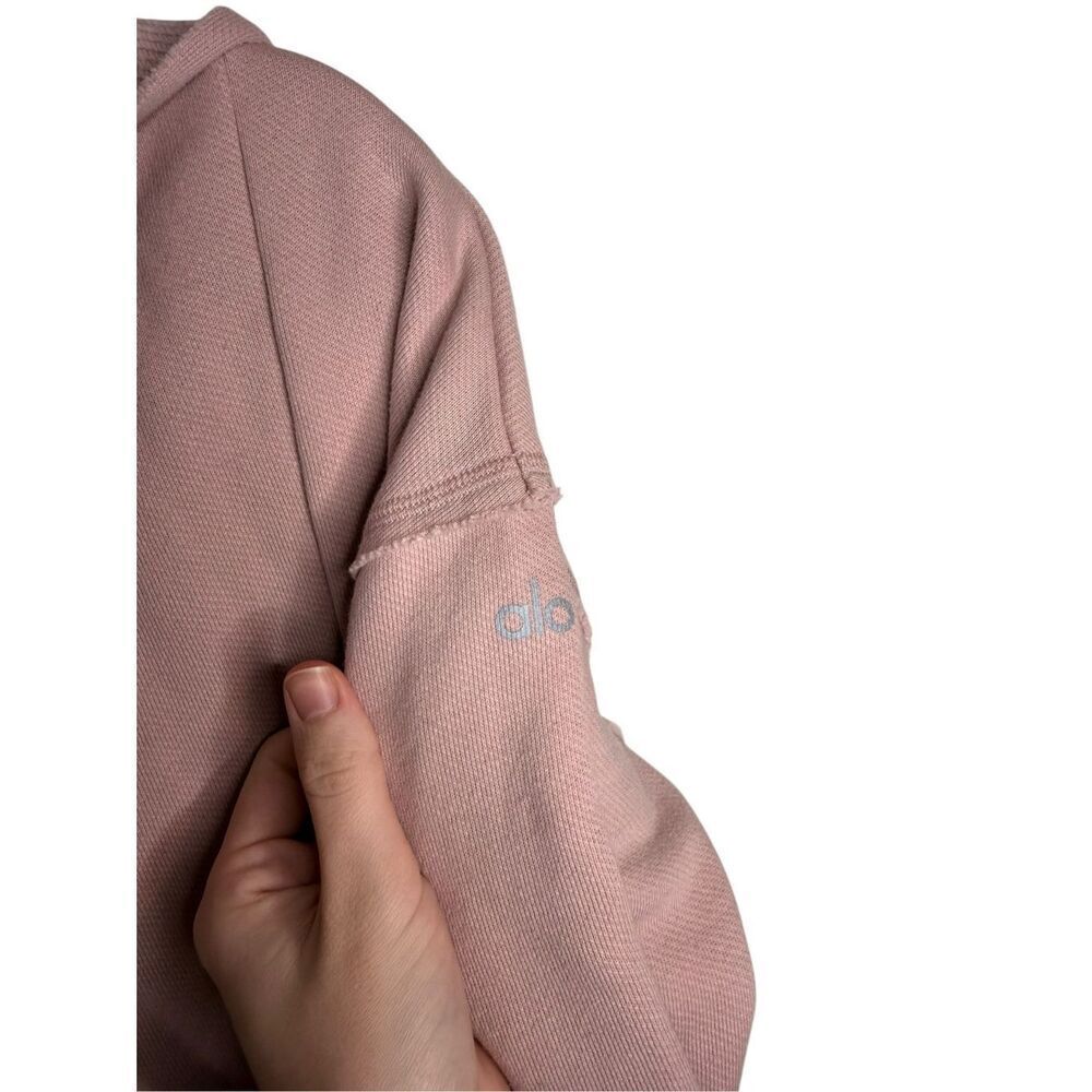 Alo Yoga Pink Full Zip Hoodie Raw Hem Cropped Size Small - Picture 5 of 6